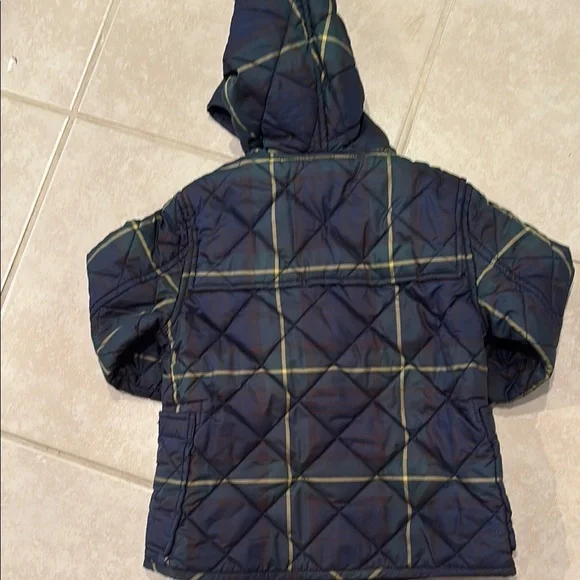 Kids' Navy Plaid Hooded Jacket
